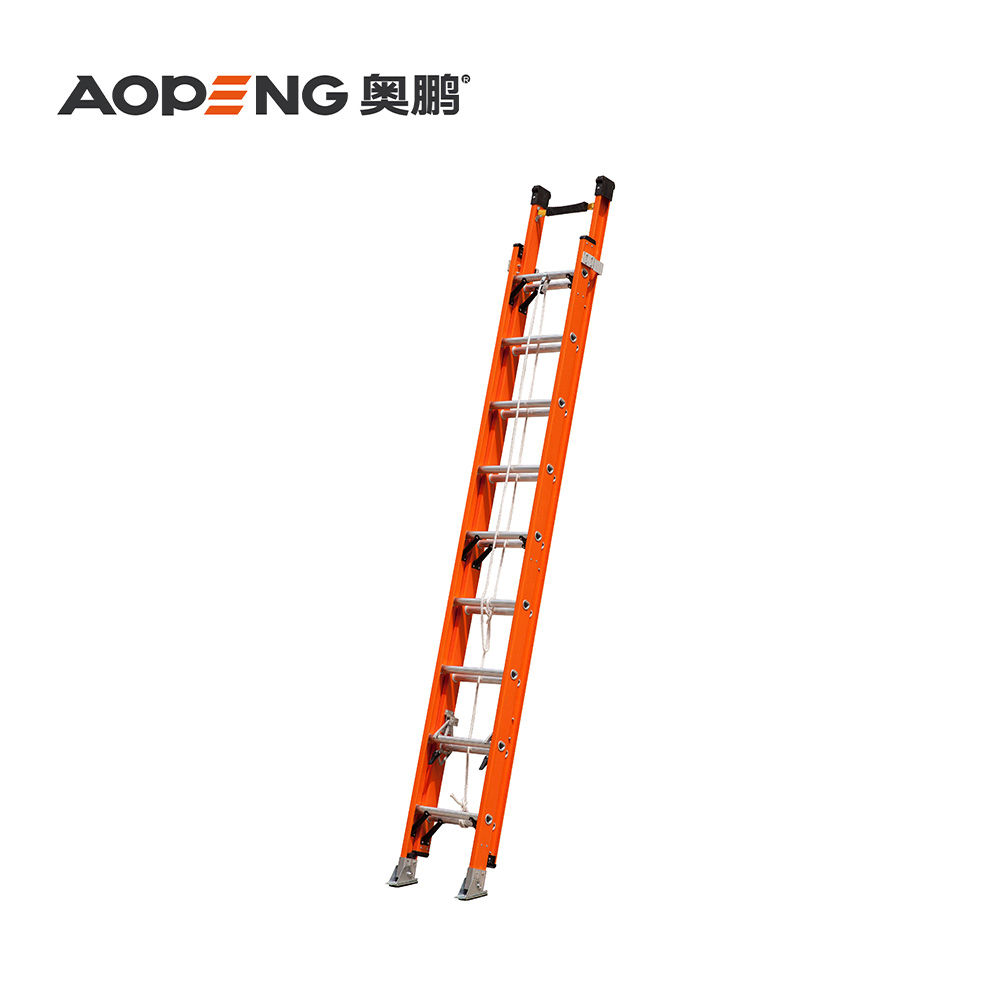 Pulling extension fiberglass ladder