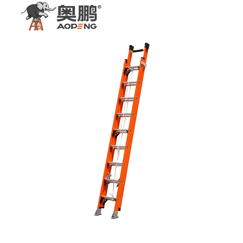 Pulling extension fiberglass ladder