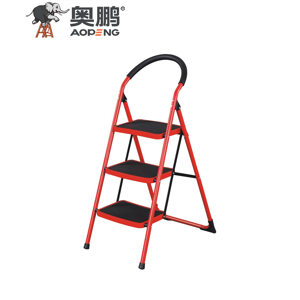 AP-1102E 2 Steps ladder with handgrip anti-slip sturdy and wide pedal multi-use for household and office handgrip step stool ladders, space saving, household steel step ladder max capacity 150kg