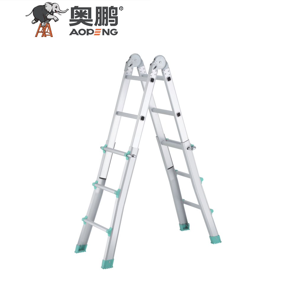 AP-414 Aopeng folding ladder heavy duty step tall ladders multipurpose aluminum extension scaffolding platform, 150kg