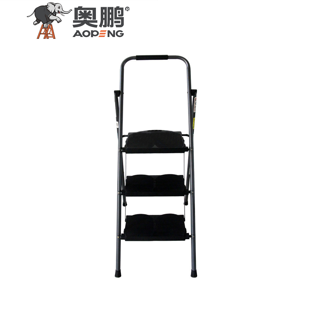 AP-1113G Three Step Ladder, Folding Step Stool, Step Stool with Wide Anti-Slip Pedal, Lightweight, Portable Folding Step Ladder with Handgrip