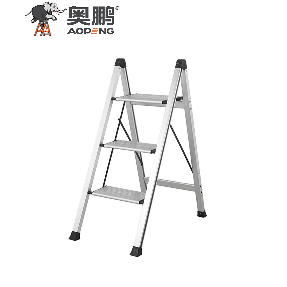 AP-2373R 3 Step ladder aluminium lightweight folding step stool wide anti-slip pedal, household office portable stepladder, max capacity 150kg