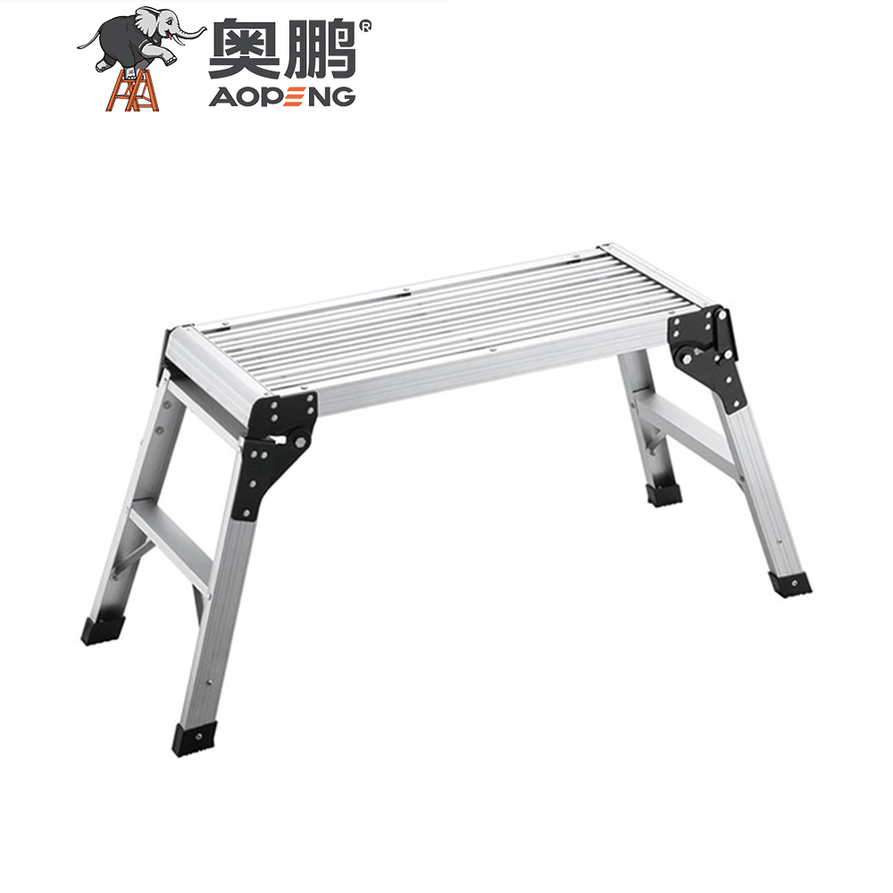 AP-801B Aopeng work platform with 150 kg duty rating, aluminum portable folding step ladder, non-slip work bench drywall stool ladder